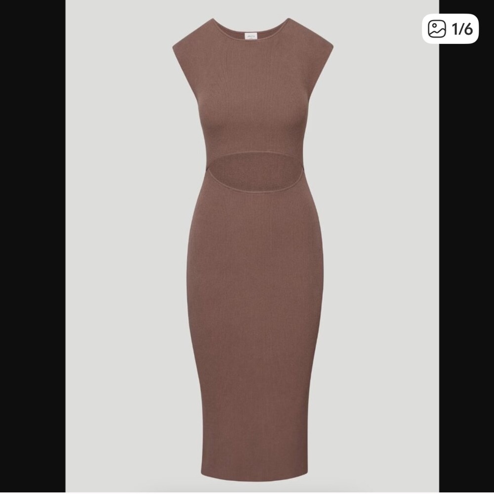 Aritzia Wilfred Free Cut-Out Knit Midi Dress